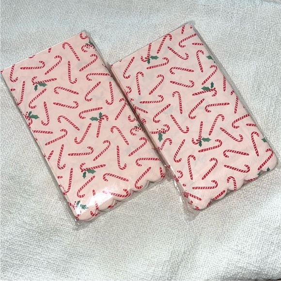 Two Set Pink Candy Cane Napkins - Picture 1 of 5